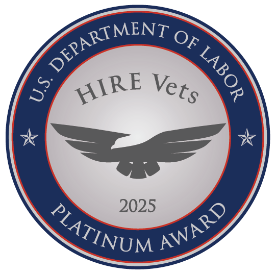 U.S. Department of Labor HIRE Vets Platinum Award 2025 medallion