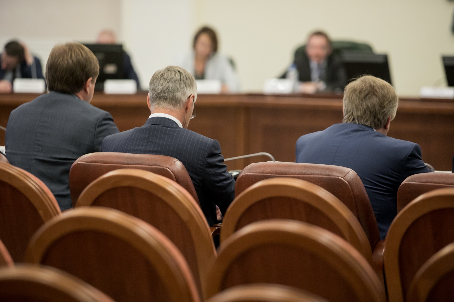 A government board meeting in session